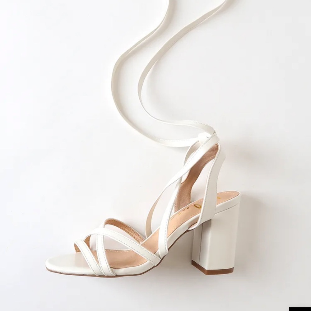 Ashton Off White Lace-Up Heels